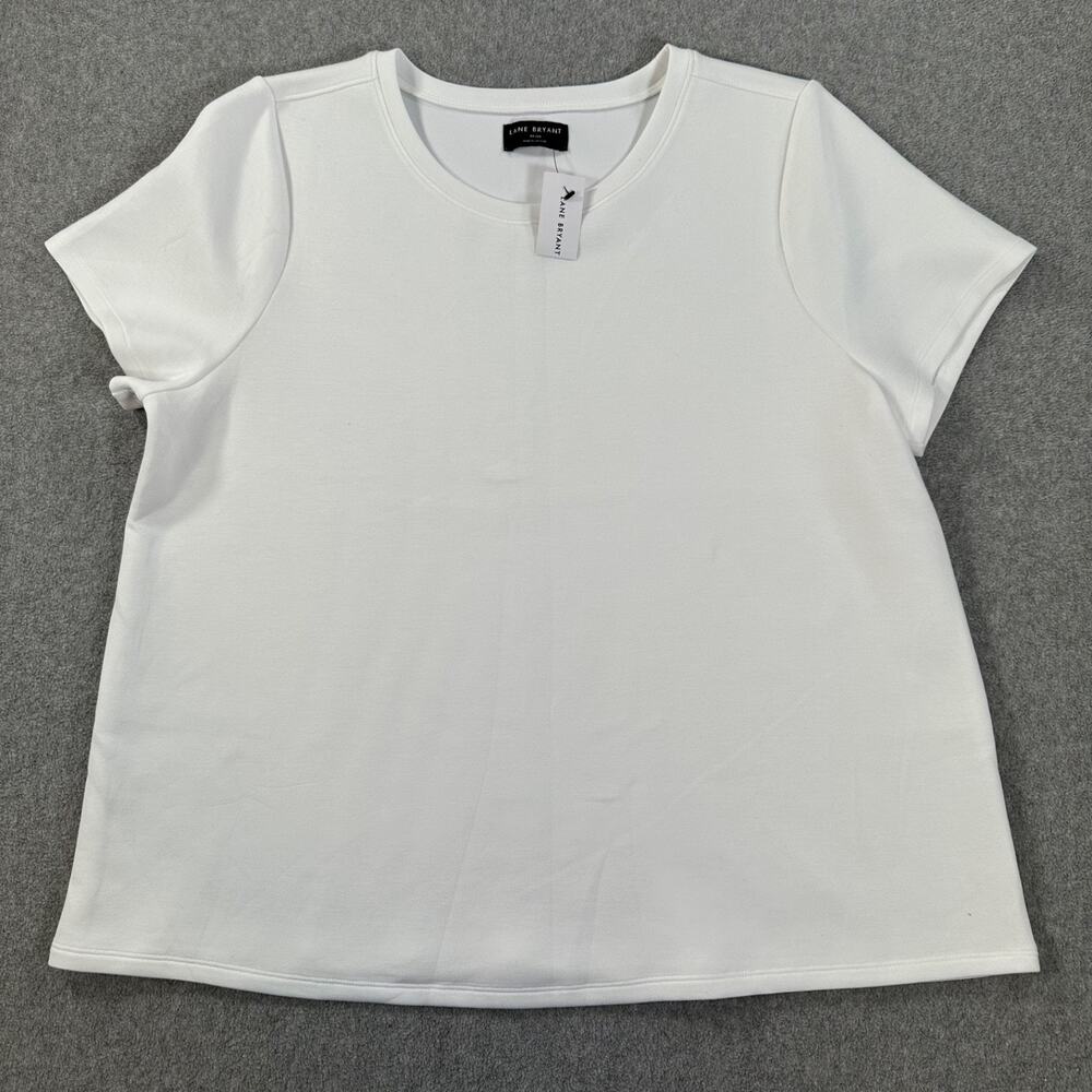 Lane Bryant White Structured Short Sleeve Tee Shirt Women's 14/16 New Crew Neck